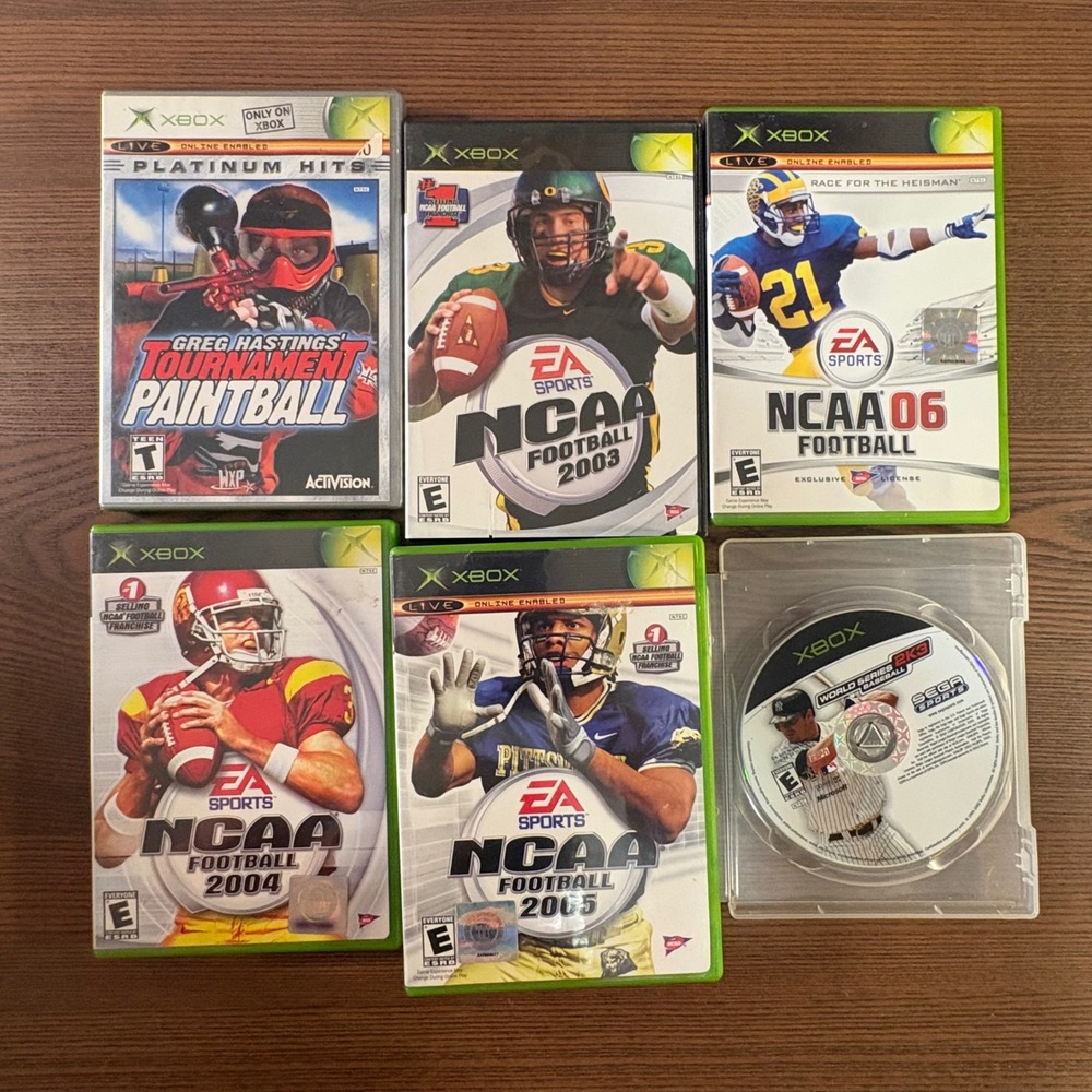 Xbox Games Lot 6 NCAA Football 2003-06 Paintball Baseball 2K3 Bundle Good Sports